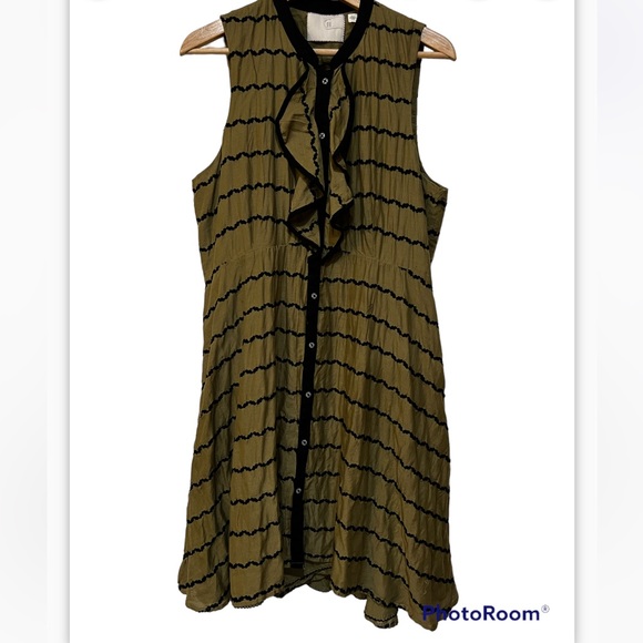Anthropologie Dresses & Skirts - Anthropologie Postage Stamp Embroidered Green Sleeveless Dress women’s s…